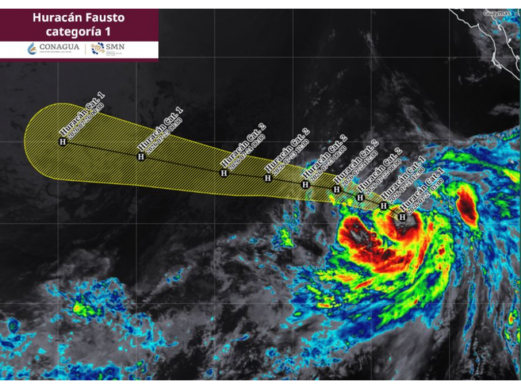 La tormenta Fausto evolucionó a huracán categoría 1 frente al Pacífico mexicano